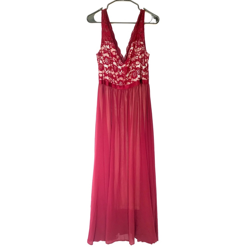 Maroon Lace Maxi Dress